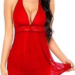 xs and os Women's Polyester, Lace & Spandex Solid Midi Baby Doll-picture-40