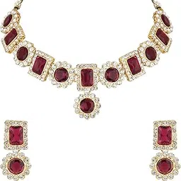 i jewels 18K Gold Plated Traditional Stone Studded Necklace Jewellery Set For Women And Girls (IJ353)-picture-18
