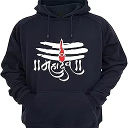the tee shop Men's Mahadev Printed Cotton Stylish Warm Pullover Branded Hoodie - Pack of 1-picture-53
