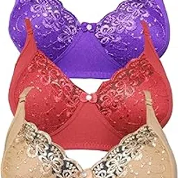 fanmade Non Padded Beautiful Net Bra, Soft & Comfortable Fancy Net Bra for Women and Girl Pack of 3-picture-40