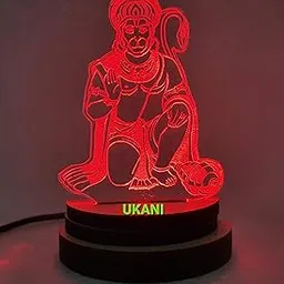 UKANI 3D USB God Hanuman ji Maharaj 7 Colour Change Light Lamp (Multicolour, Size 3 Inch)-picture-56