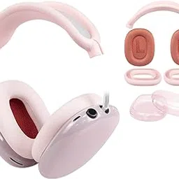 SOULWIT Replacement Kit for AirPods Max, Mesh Fabric Earpads + Headband Cover + TPU Case Protector + Silicone Ear Pads Cover, Sweatproof, Anti-Scratch Accessory, Cushions with Softer Foam - Pink-picture-56