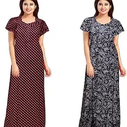 Hoorain Enterprises 100% Cotton Kaftan for Women || Long Length Printed Nighty/Kaftan/Maxi/Night Gown/Night Dress/Nightwear Inner & Sleepwear for Women's (Combo Pack of 2)-image-84