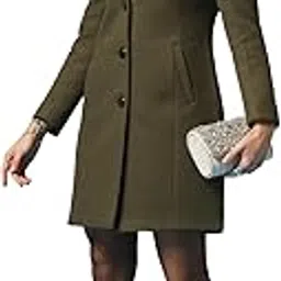 pro-tex Women Solid Winter Wear Single Breasted Woolen Overcoat OlllivveeSize XL-picture-35