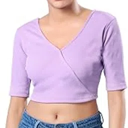 vamas Women's Cotton Lycra Non-Padded Stretchable Half Sleeve Saree Blouse (A-105)-picture-39