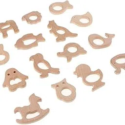 15pcs Unfinished Wood Animal Shape DIY Baby Teething Toys Chew Nursing Gifts|15 Pieces Teething Ring Toys |Teethers| Feeding |Baby-picture-14