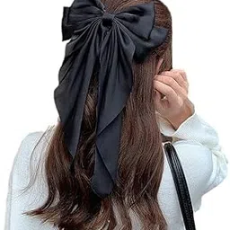 Black Hair Bow Clip for Girls & Women | Big Luxury Bow Hair Clip | Elegant Hair Accessories for Party, Wedding, School & everyday-picture-32
