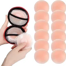 RYUKCREATIVES Invisible Nipple Covers for Women (Pack of 6 Pairs) with Black Pouch | Reusable Silicone Pasties, Skin-Friendly Thin Nipple Covers |Breathable & Seamless Design-picture-23