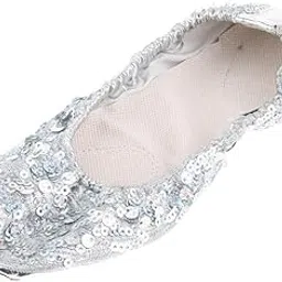 enakshi (label) Women Girl Belly Dance Shoes Non-slip Soft Soles Performance Shoes L Silver|Clothing, Shoes & Accessories | Dancewear | Adult Dancewear | Belly Dancing-picture-34