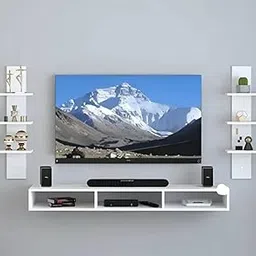 Modern Floating Entertainment Center Wall Mount, White, 32-Inch Media Console with Display Shelves, TV Stand Storage Unit-picture-28