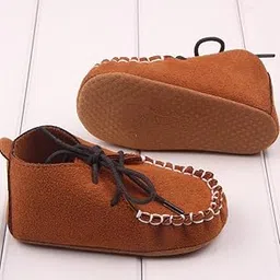 SNAPPSY Cute Baby Boy Girls Soft Nubuck Leather Shoes Lace Loop Anti-Slip Brown 12-picture-27