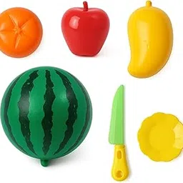 S E Fruits Cutting Play Set – 4 Pcs Realistic Sliceable Apple, Orange, Mango & Watermelon with Knife | Pretend Kitchen Toy for Kids, Safe, Educational & Fun Game-picture-29