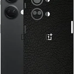 AtOdds - ONEPLUS NORD 3 (5G) - Mobile Back Skin Sticker - Lamination - Rear Screen Guard Protector Film Wrap (Coverage - Back+Camera+Sides) (Design - Black Leather)-picture-29