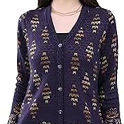 Women Regular Fit V Neck Self Designed Button Closure Full Sleeve Cardigan | Warm Winter wear | Cozy Knitted Sweater | Casual Layering Outfit | Winter Cardigan for Women's-image-14