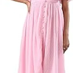janasya Women's Light Pink Dobby Chiffon Self Design A-line Dress-picture-47