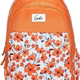 genie Camellia Orange School Bag for Girls, 17 inch Backpack for Women, 3 compartments Water Resistant Stylish and Trendy College Backpacks for Girls-picture-55
