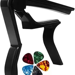 MOCKING BIRD Capo for Acoustic Guitar One Handed Trigger Guitar Capo Acoustic 6 String with 5 Picks Quick Change Alloy Metal Capo for Ukulele Electric Guitar Banjo Mandolin Bass-picture-18