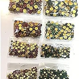 MALBA™ Tanjore Painting Kundan ROUND Stones Set (5mm-8mm), 200 stones x 8 packets(4 red,4 green)-picture-35