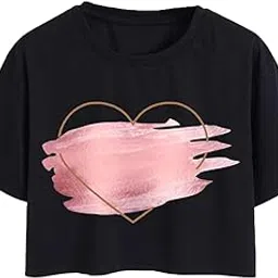 toplot Heart Printed Round Neck Crop Top for Women-picture-52