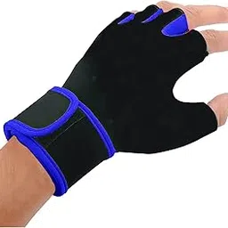 TRUE INDIAN Leatherite Gym Gloves with Half-Finger Length, Training and Workout Driving Gloves for Boys and Girls (Blue)-image-79