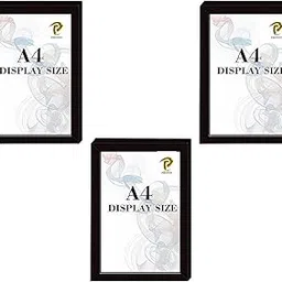 Photon A4 Wooden Photo Frame Set of 3 – silky black, Wall Mountable, Plexiglass Protection, Horizontal & Vertical Display (black) image 1