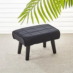 FLIPSSHOPPEE Small Foot Stool Ottoman Modern Accent Step Stool Seat Soft Padded Pouf Ottomans Sofa Footrest Stools for Couch Living Room Bedroom Entryway (Pack of 1, Black 1)-image-0