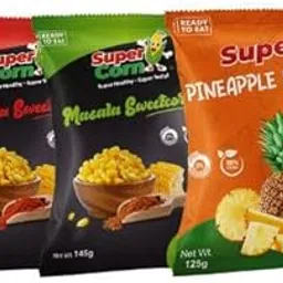 SUPER CORN – Ready-to-Eat American Sweet Corn & Pineapple Slices – Combo of 3 x 145g (Peri Peri, Chipotle & Pineapple Slices) | Steam-Boiled | No Preservatives | Gluten-Free | 100% Natural-image-44