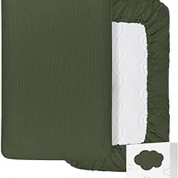 Olive Green Bassinet Mattress Sheets, Muslin Bassinet Sheet 32"x16" for Rectangle, Oval, Hourglass Bassinet Mattress, Moses Basket Sheets (46B-10)-image-7
