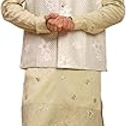 pro-ethic style developer Mens Silk Kurta Trouser Set with Embroidered Waistcoat (Nehru Jacket) (C-126)-picture-49