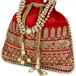 latakari Latkari Zari Embroidered Potli Bag with Beaded Handle for Women – Elegant Bridal Batwa Purse | Wedding & Festive Shagun Pouch | Stylish Ethnic Clutch-picture-14
