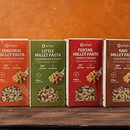 Arham Organic Millet Pasta Combo Pack – Foxtail, Little, Ragi & Sorghum Millet Pasta | Gluten Free | No Maida | High Fiber | No Preservatives | No Junk | 4-in-1 Assorted Healthy Pasta | 4 x 180g-picture-29