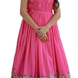 Pink Designer Dola Silk Printed Gown – Sleeveless Fancy Square Neck Ready-to-Wear Dress-picture-56
