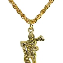 kalaficial Golden Hanuman Pendant Necklace with Rope Chain, Religious Hindu Deity Charm-picture-35