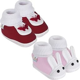 neska moda 6 To 12 Months Baby Boys & Baby Girls Pack Of 2 Pair Cotton Rabbit & Butterfly Booties (Maroon,Baby Pink) -BT85andSK178-picture-35
