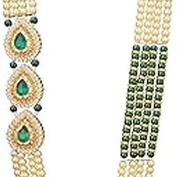 Moti Mala For Men Necklace groom Pearl Sherwani Traditional Gold Plated Four Layered Design for Marriage Indian Wedding (Dulhe ki mala)-picture-48