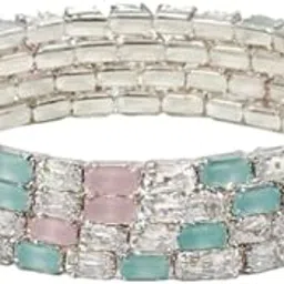 aadhya's Crystal Bangle Set | American Diamond with Mint and Pink Beads | Set of 4 | Stylish Chudi for Women/Girls-picture-44