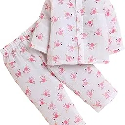 polka tots Baby Jhabla & Pant Set | 100% Cotton Muslin | Full Sleeve Printed Top + Soft Bottom | Unisex Outfit for New Born, & Toddlers-picture-20