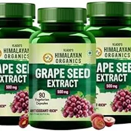 Vlado’s Himalayan Organics Grape Seed Extract 500Mg Antioxidant Supplement | Healthy Cholesterol Level | Boost Immunity | Promote Healthy Hair And Skin - 90 Veg Capsules x Pack of 3-picture-24