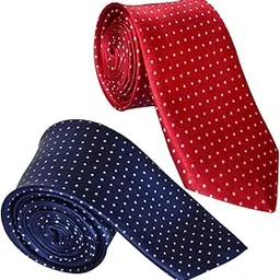 sunshopping men's navy blue and maroon color with white doted narrow Tie (pack of two)-picture-10