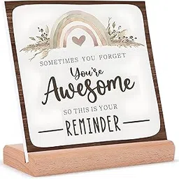 KACHI PENCIL Boho Rainbow Wooden Sign - Motivational Wood Plaque With A Support Frame - Home & Office Inspirational Gifts For Women And Man, Desk Decor -FLATSTAND-607-picture-23