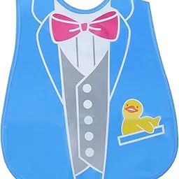 Pokory Baby Bibs for feeding kids Bib with Washable Nylon material Size For 2 months to 3 years Adjustable Bib with attractive designs and colours (Blue blazer, Pack of 1)-picture-26