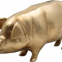 Bhunes Brass Piggy Bank – Vintage Pig-Shaped Coin Box | Handcrafted Brass Savings Bank for Home & Gift,Gold, 6.5 Inch, 1 Piece-picture-23