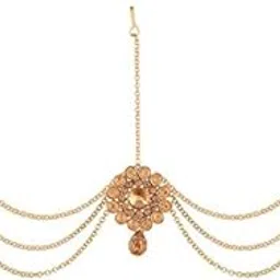 i jewels Gold Plated Traditional Kundan & Pearl Bridal Matha Patti For Women (T1108FL)-picture-20