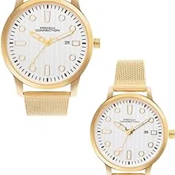 French Connection Silver Round Dial Pair Analogue Watch FCN080GM-picture-14