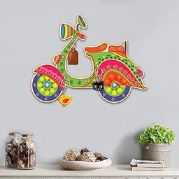 APS ART PLUS STORE Engineered Wood Uv Printed Scooter Key Holder for Home Wall Decor, Designer Key Holder for Living Room Wall Decor, Multicolor-picture-12