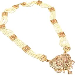 jewar mandi Necklace Gold Plated Pearl Rani haar Handmade Hyderabad ad 15577 for Women Girls-picture-43