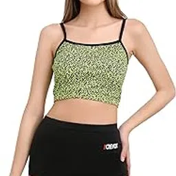 crevox Leopard Green Padded Crop Top with Black Shorts Two Piece Swim Wear/Suit for Women-picture-14