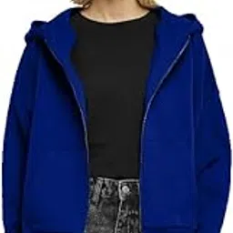 besick Winter Wear Cotton Oversized Plain Full Sleeves Stylish Hooded Neck Zip Up Crop Zipper for Women-picture-32