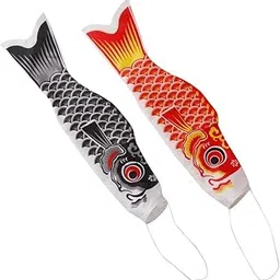 VELURA 150cm Various Japanese Windsock Carp Flag Koi Nobori Sailfish Red and Black|2 Pieces Japanese Koinobori(BlackRed)| Windmills & Wind Spinners| Yard, Garden & Outdoor Living-picture-11