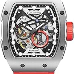 tornado XENITH Men's MIYOTA 82S7 Movement Watch, Automatic Display and Silicone Strap - T24302-SSRB, Red-picture-46